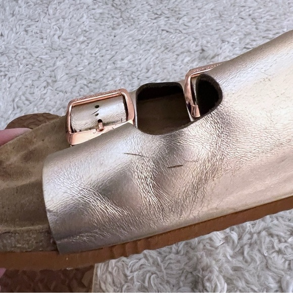 Comfortfusse  Strap Slides Leather Handmade Cork Metallic SZ 39 8.5 - Picture 6 of 10
